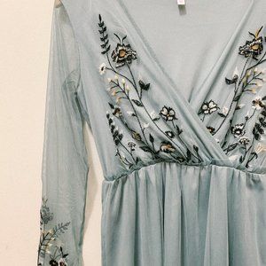 Xhilaration Sage Green Embroidered Dress